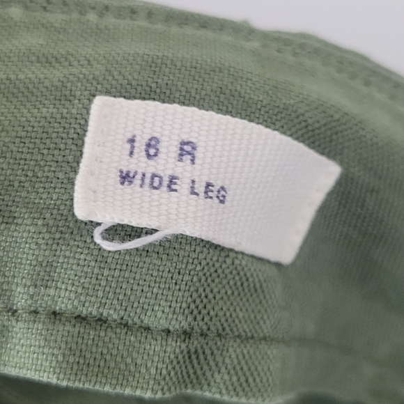 GAP Linen Cotton Blend Olive Green Wide Leg Flowy Cozy Comfy Lounge Pants - Picture 8 of 10